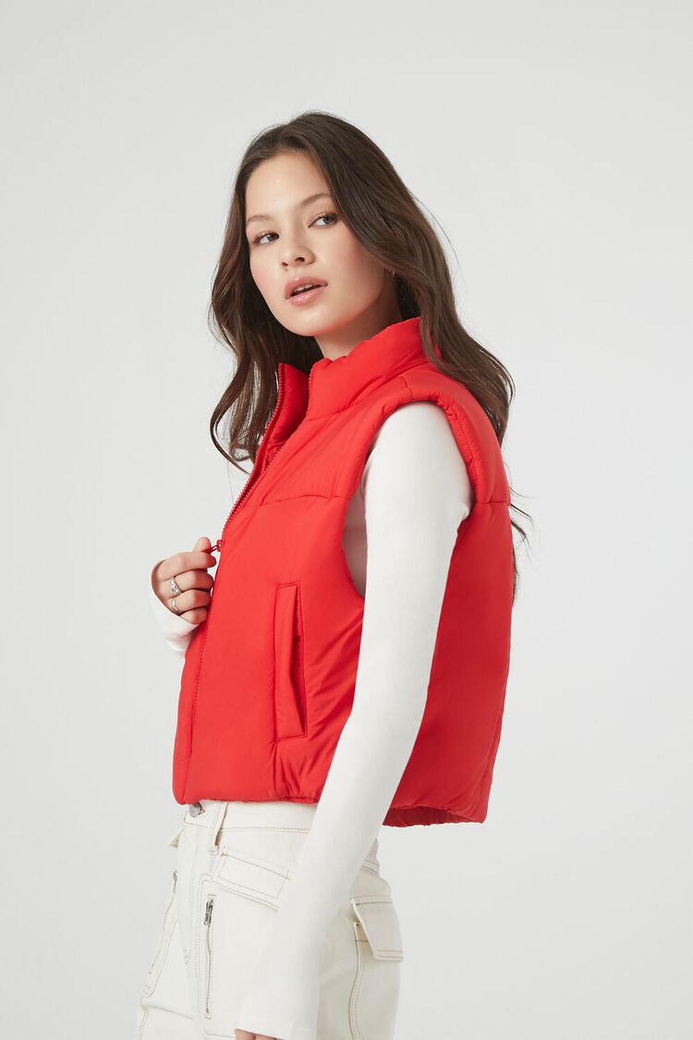 Zip-Up Cropped Puffer Vest